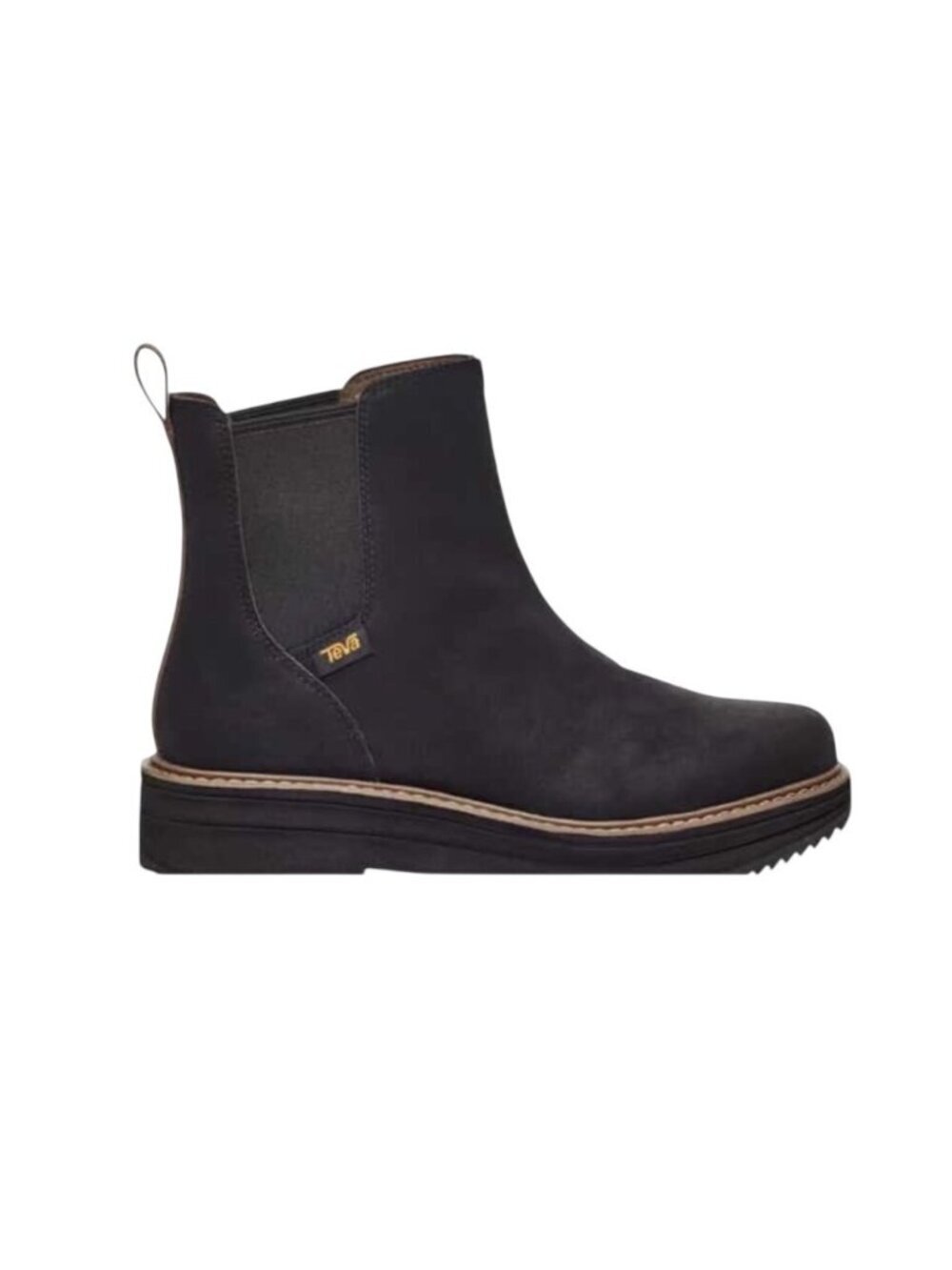 Teva Midform Chelsea Boots Black Size 8 Waterproof Leather Ankle Pull-On Casual